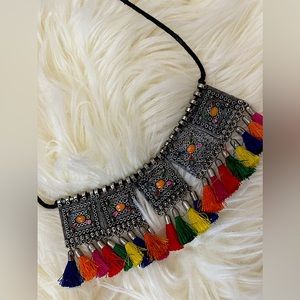 Beautiful multicolored vintage tassels necklace.